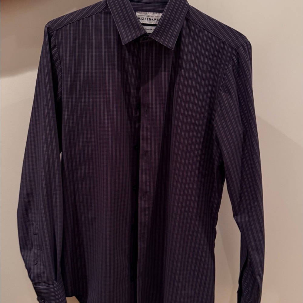 Mizzen+Main Dark Blue Pinstripe Dress Shirt